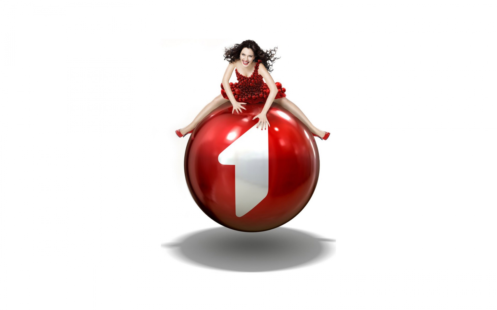 Girl on a red ball commercial HD and Wide Wallpapers
