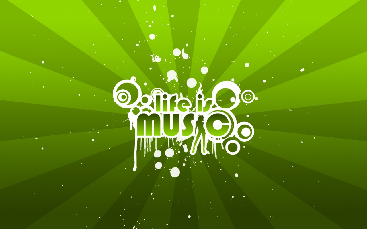 Life is music green HD and Wide Wallpapers